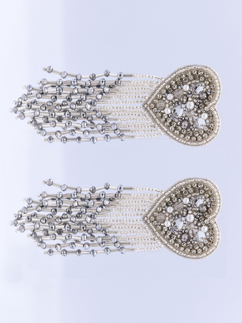 Bibi Bijoux silver tone heart shower earrings, UK version