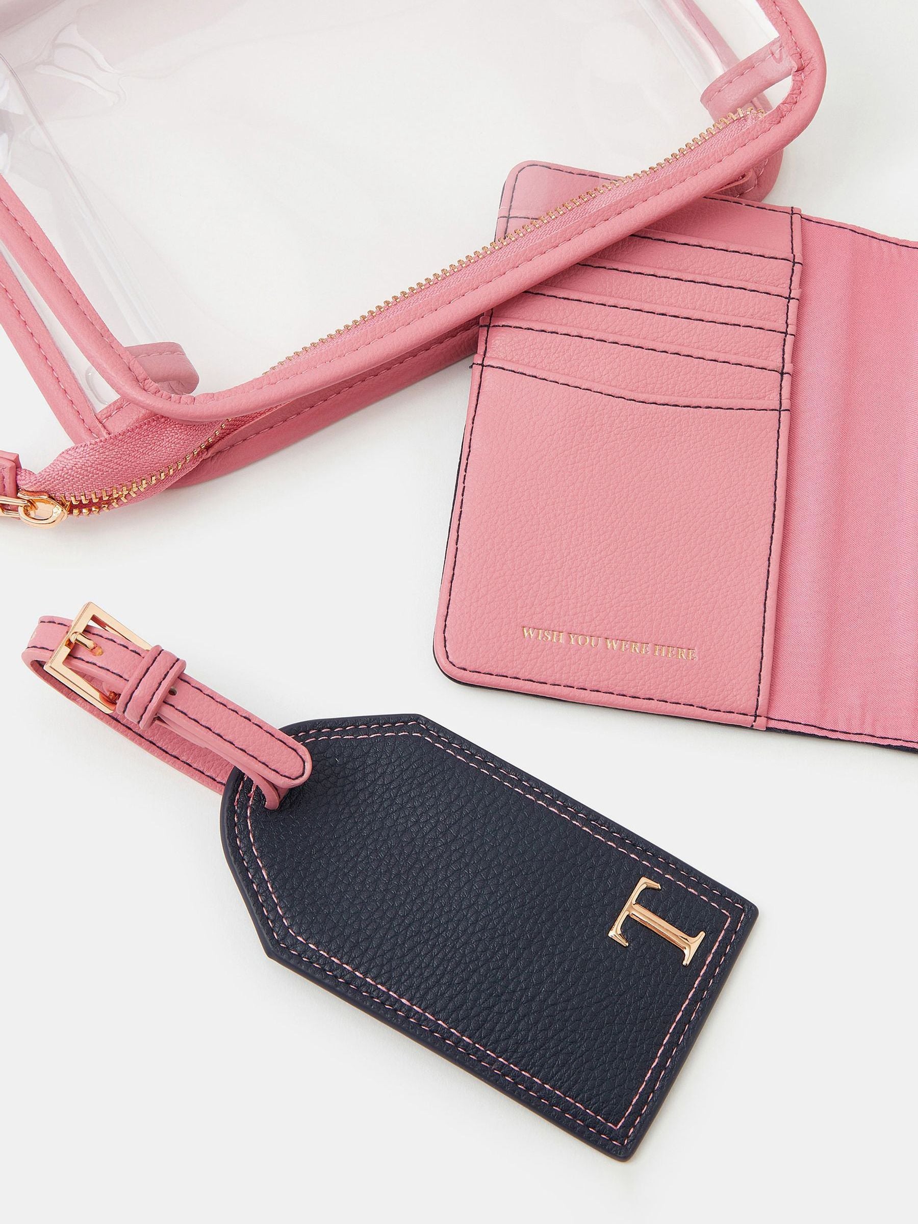 Accessorize blue initial passport holder and luggage tag (British brand)