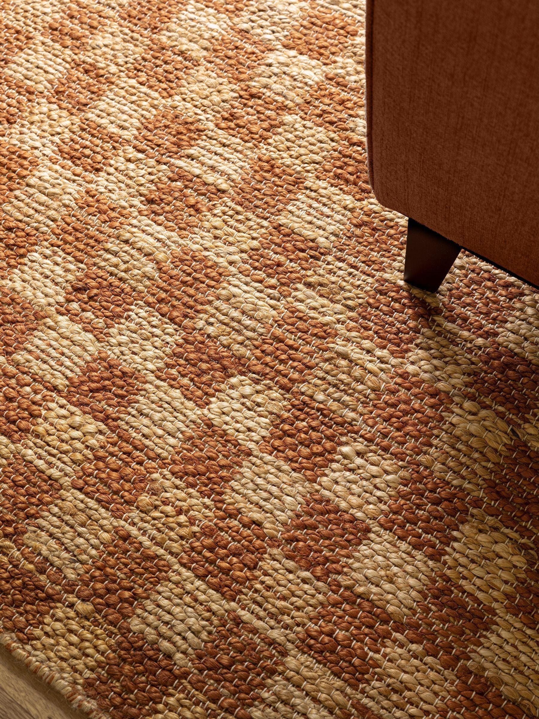 Asiatic Rugs Rust Naturi rug jute checkerboard pattern, UK version