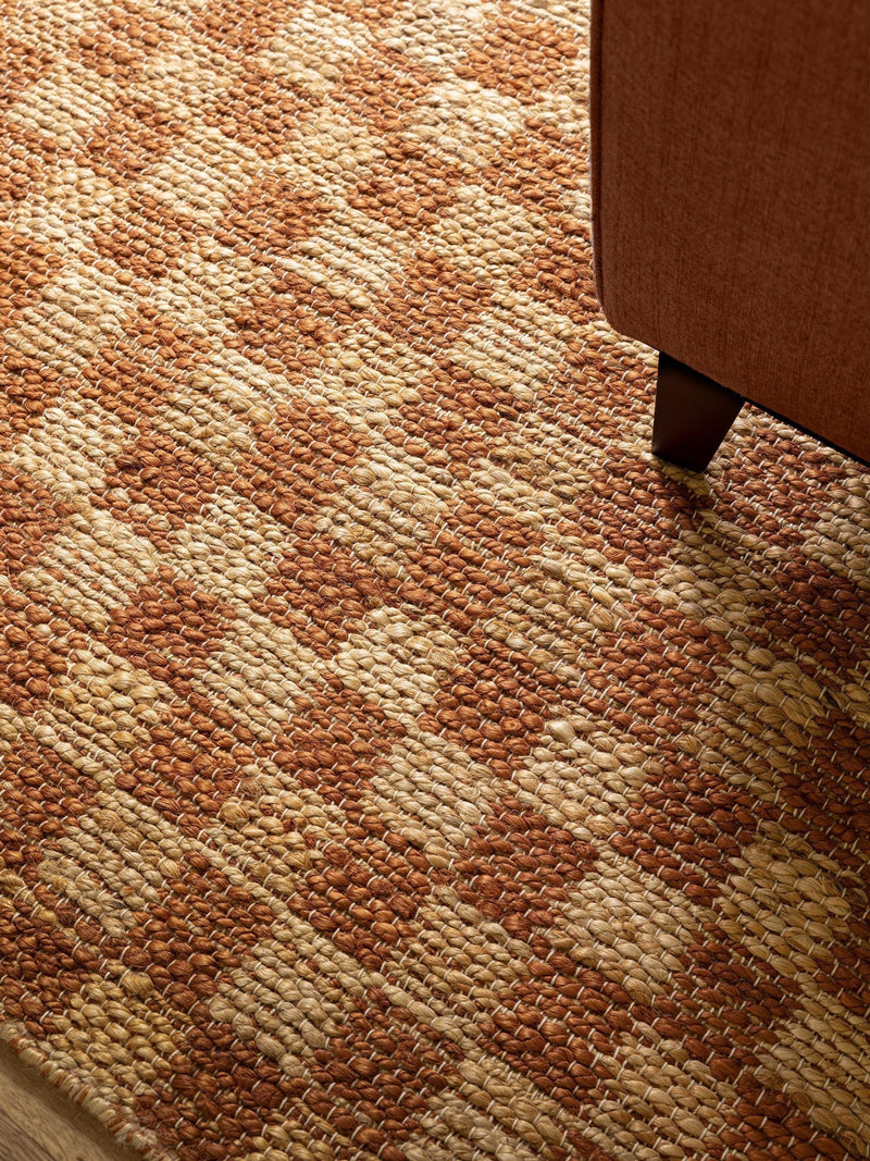 Asiatic Rugs Rust Naturi rug jute checkerboard pattern, UK version