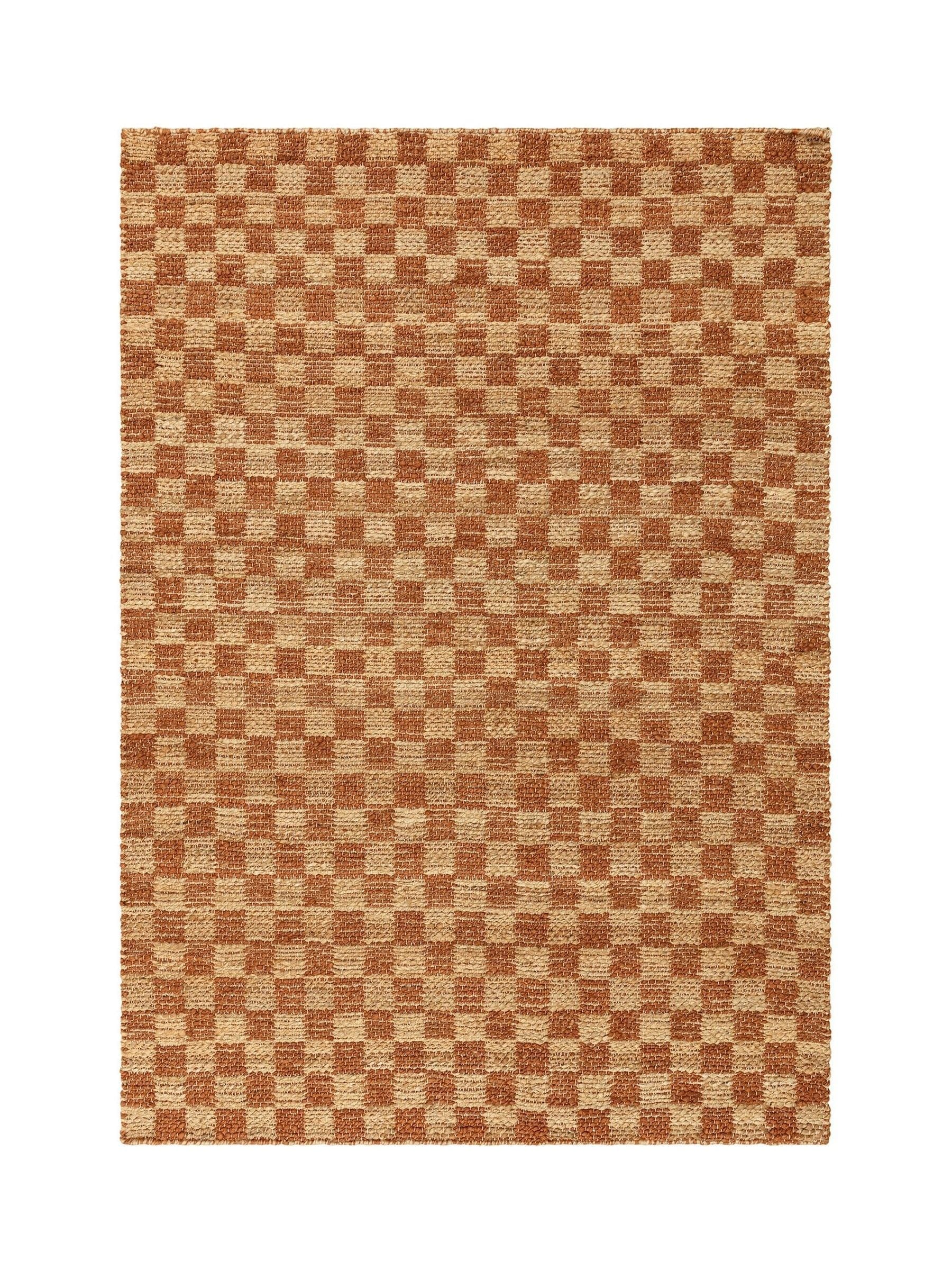 Asiatic Rugs Rust Naturi rug jute checkerboard pattern, UK version