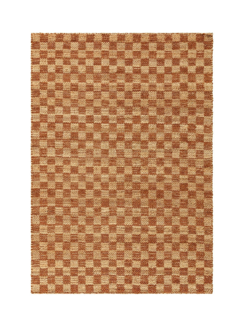 Asiatic Rugs Rust Naturi rug jute checkerboard pattern, UK version