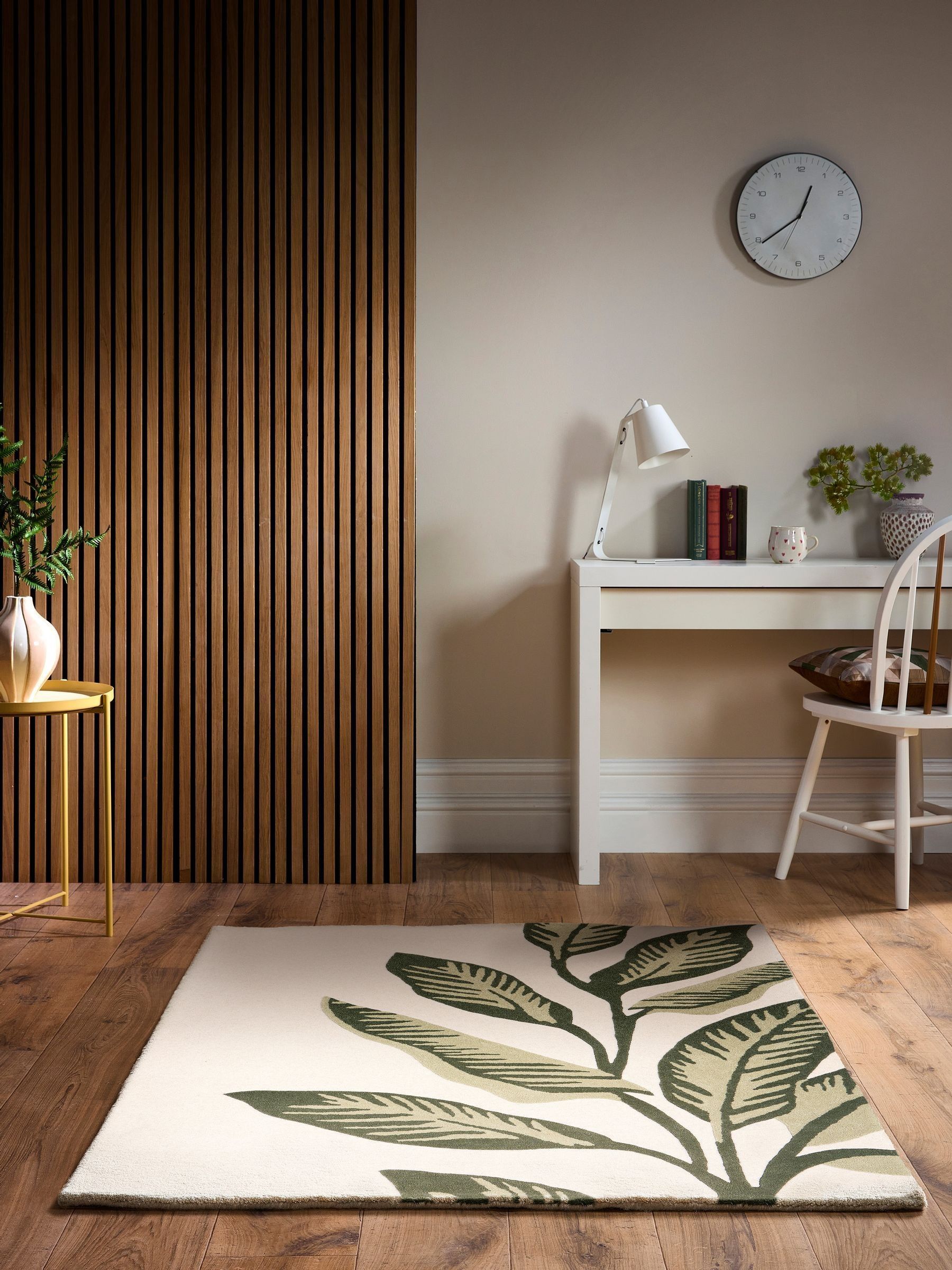 Origin Rugs cream wool rug with paradise leaf motif, UK version
