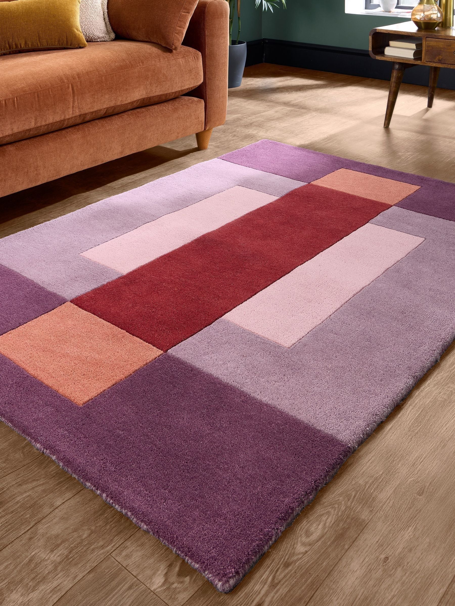Origin Rugs Berry Sienna Block wool rug, UK version