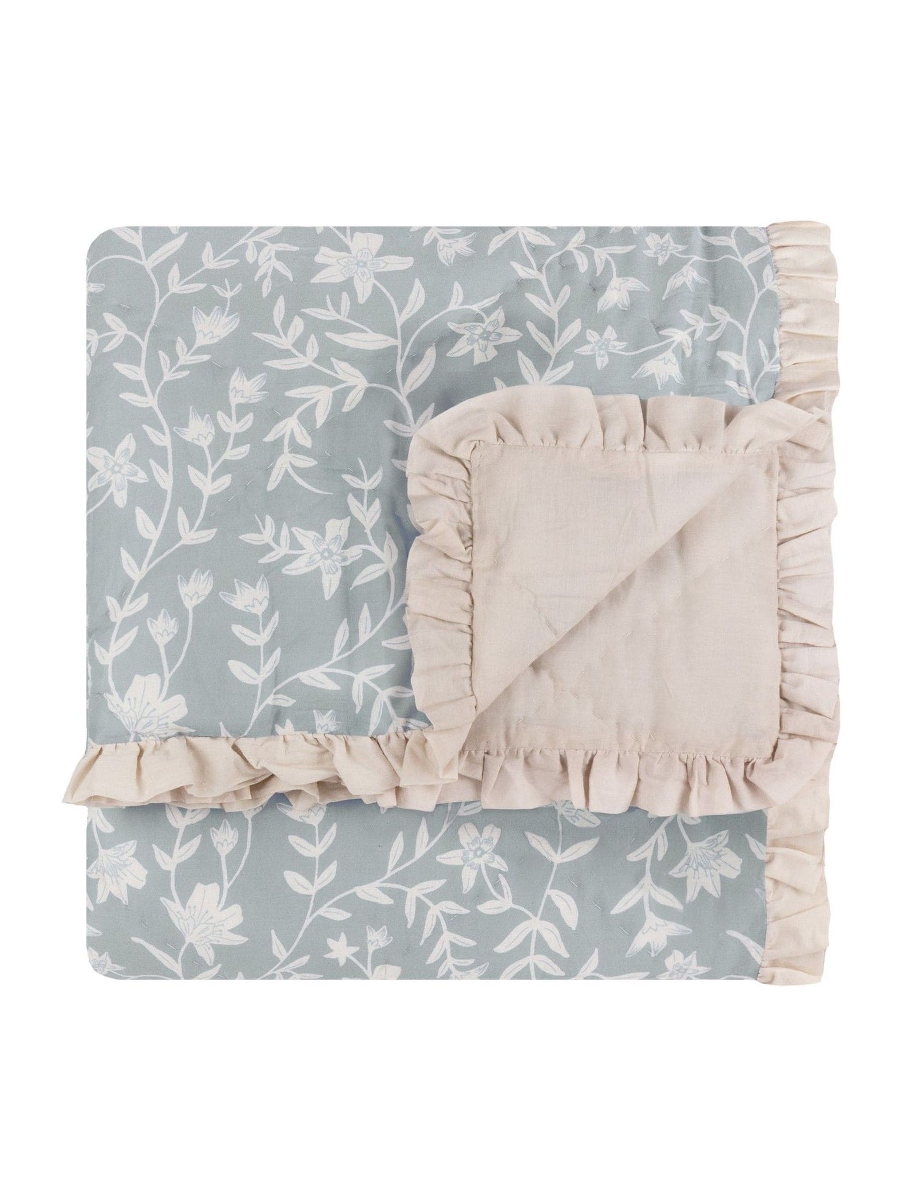Wylder Amelia floral quilted frill bedspread, imported from the UK