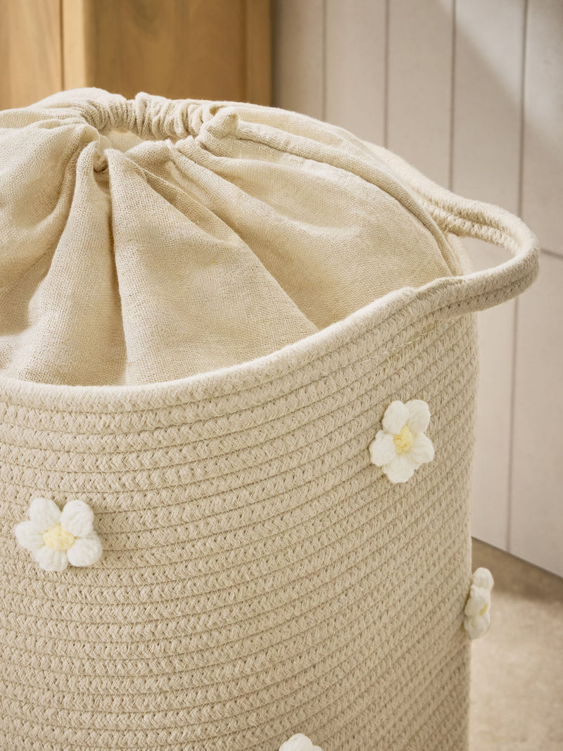 Daisy laundry basket with woven fabric carry handles (British brand)
