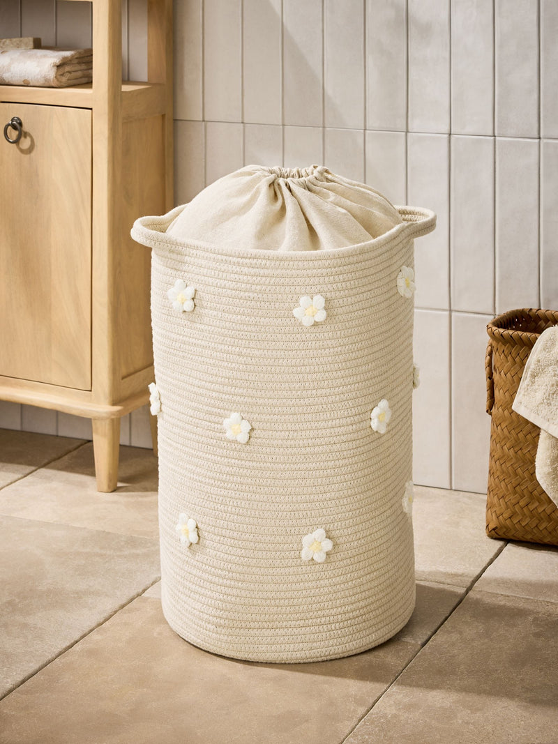 Natural Daisy Bag Laundry Basket