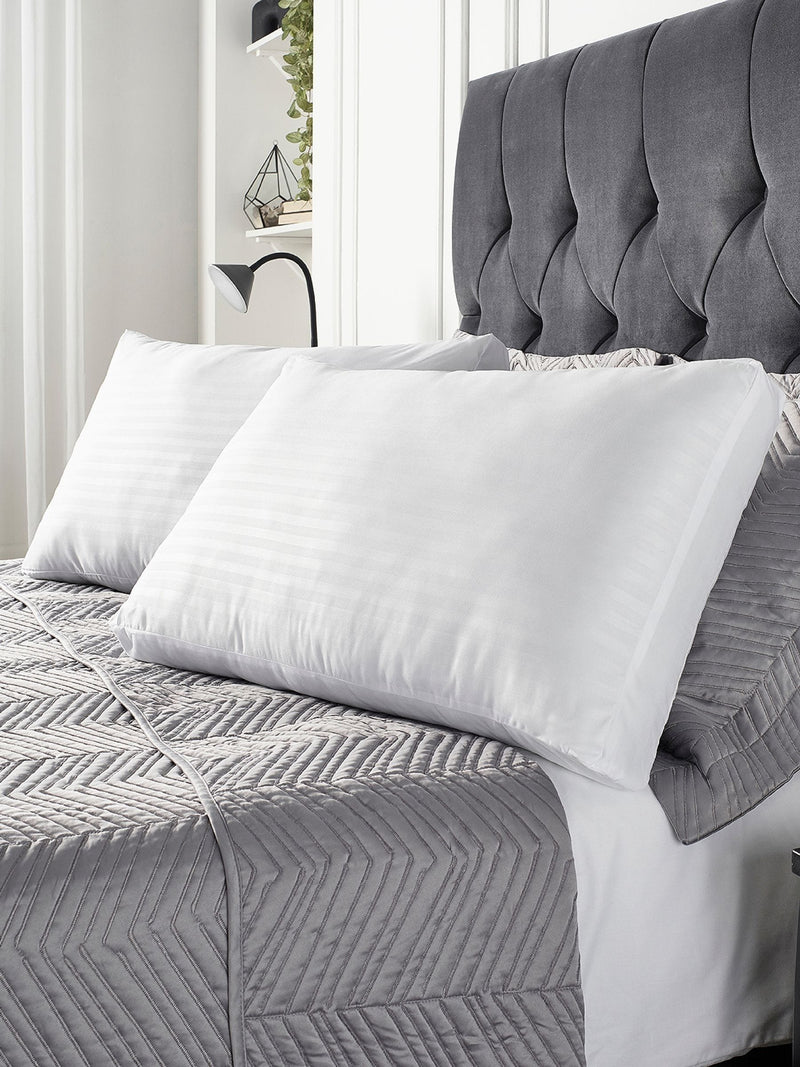 Downland Hotel Collection satin stripe side sleeper pillow 40x70cm, imported from the UK