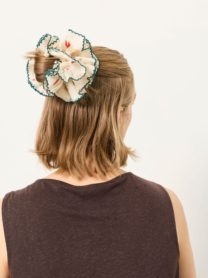 FatFace cream embroidered scrunchie - British product