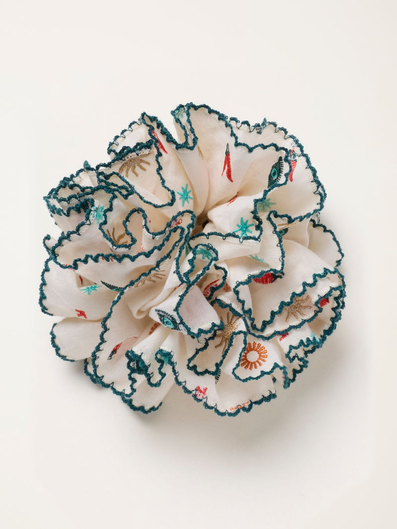 FatFace cream embroidered scrunchie - British product