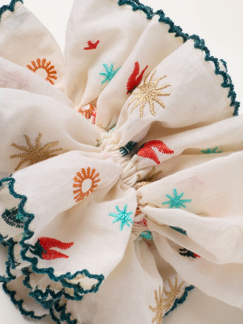 FatFace cream embroidered scrunchie - British product