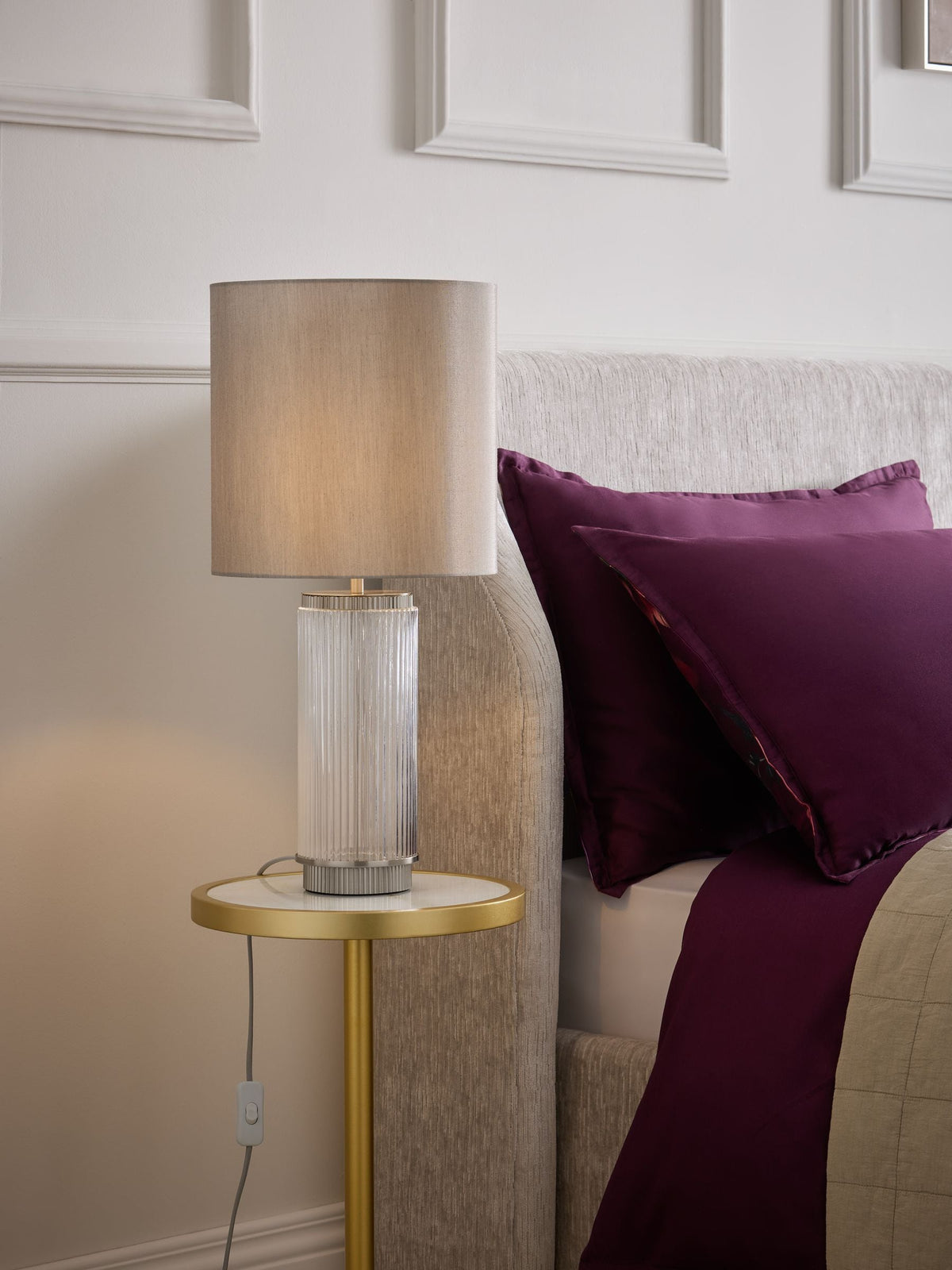 Lipsy Brass Ridge Glass Table Lamp