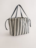 Black and white stripe drawstring shoulder bag, imported from the UK