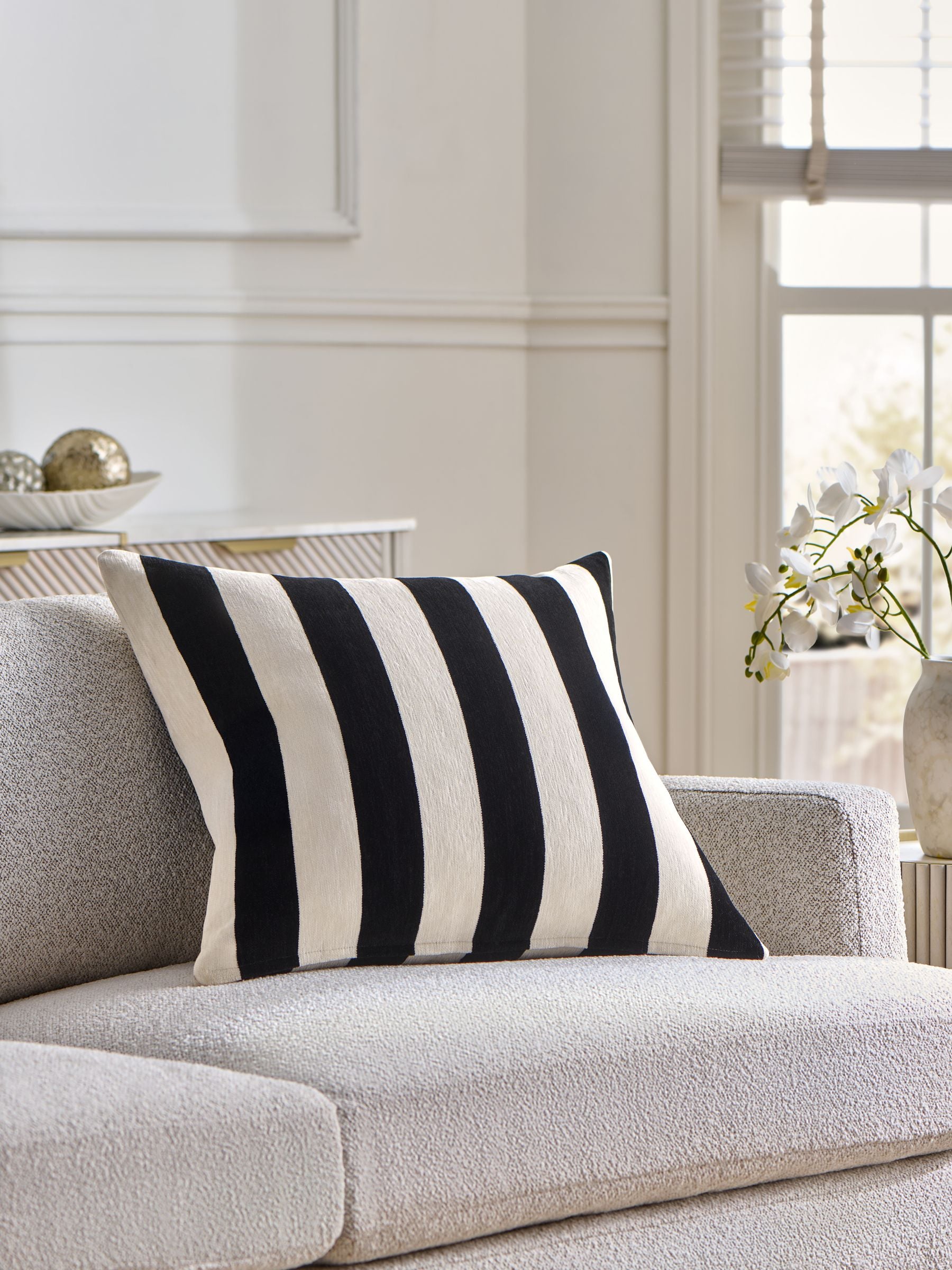 Chenille Stripe Cushion Sage Green 50 x 50cm