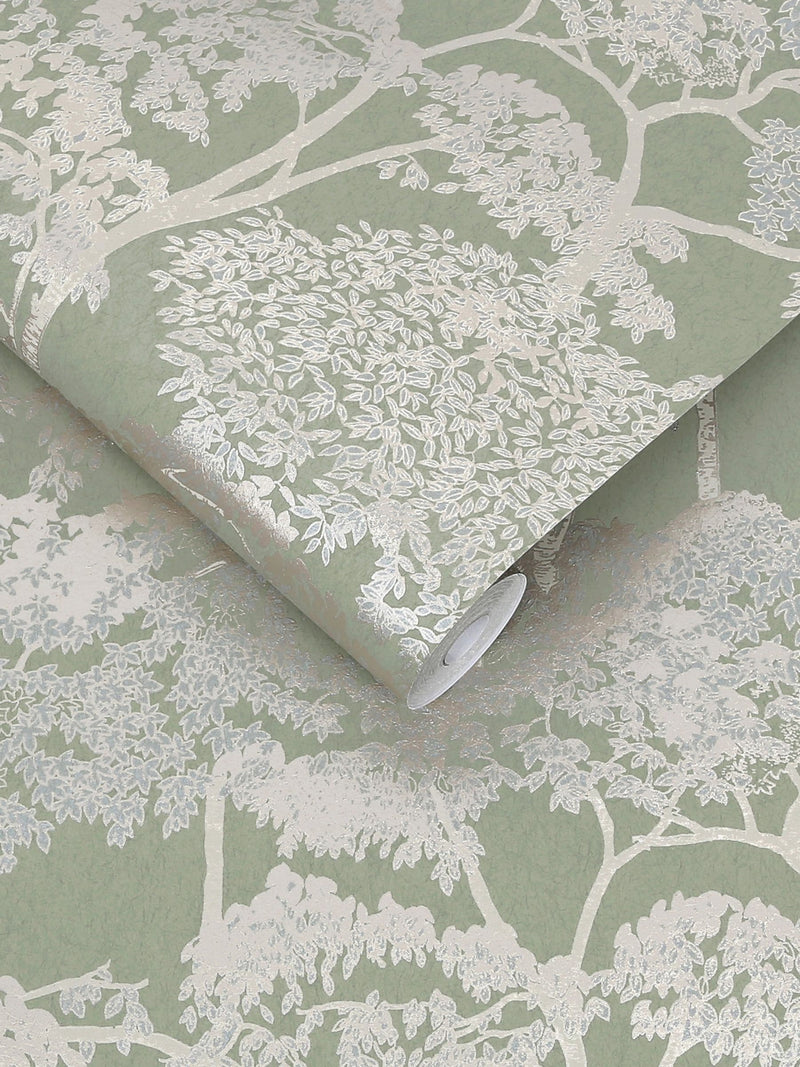 Graham & Brown Sage Idyll Tree A4 Wallpaper Sample