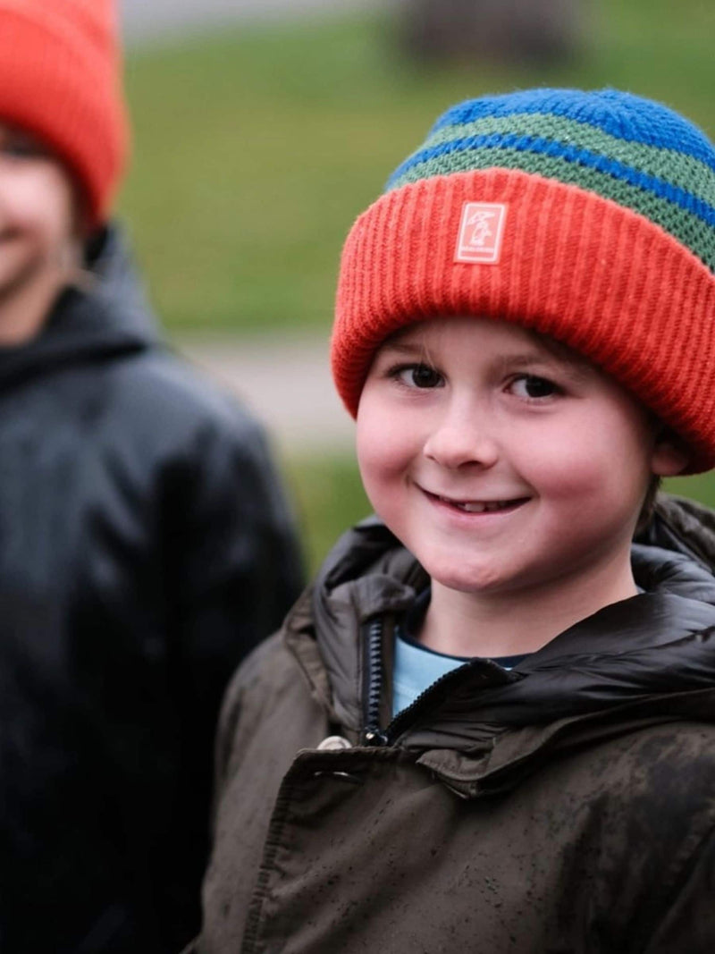 Sealskinz Apton striped roll cuff waterproof beanie blue, imported from the UK