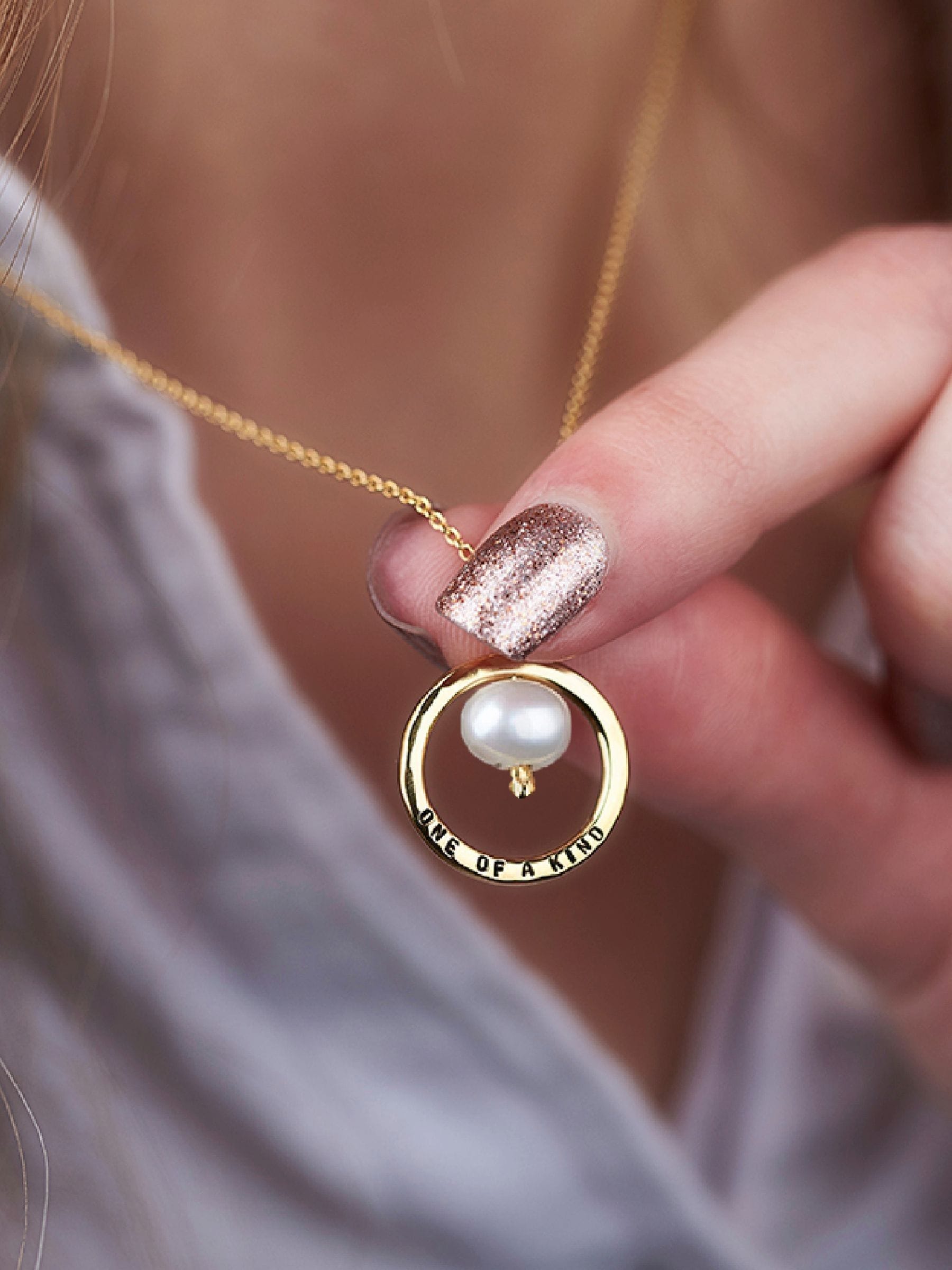 Posh Totty Designs personalised pearl circle necklace mini - British product