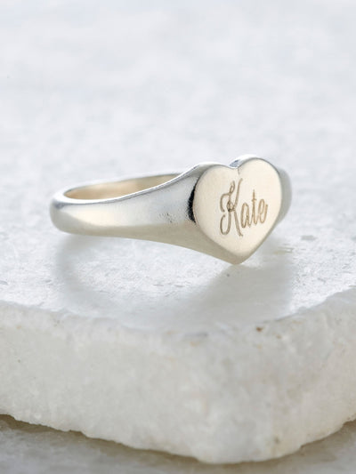 Next Posh Totty Designs Personalised Engraved Heart Signet Ring- Buy online at McGrocer