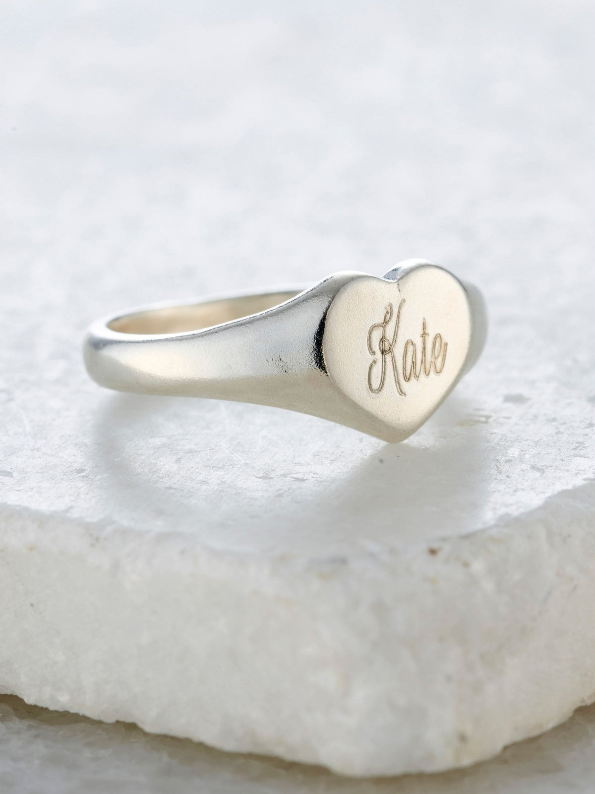 Posh Totty Designs engraved sterling silver heart signet ring - British product