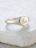 Posh Totty Designs engraved sterling silver heart signet ring - British product