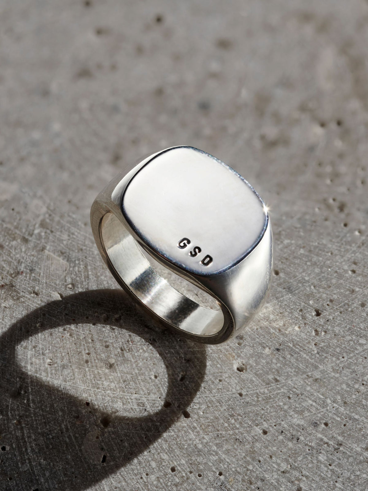Posh Totty Designs sterling silver chunky initial signet ring (British brand)