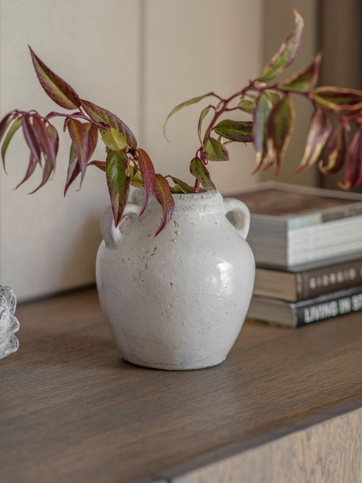 One.World Bramber squat stoneware vase, imported from the UK