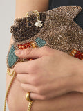 Brown beaded fish purse mini - British product