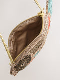 Brown beaded fish purse mini - British product