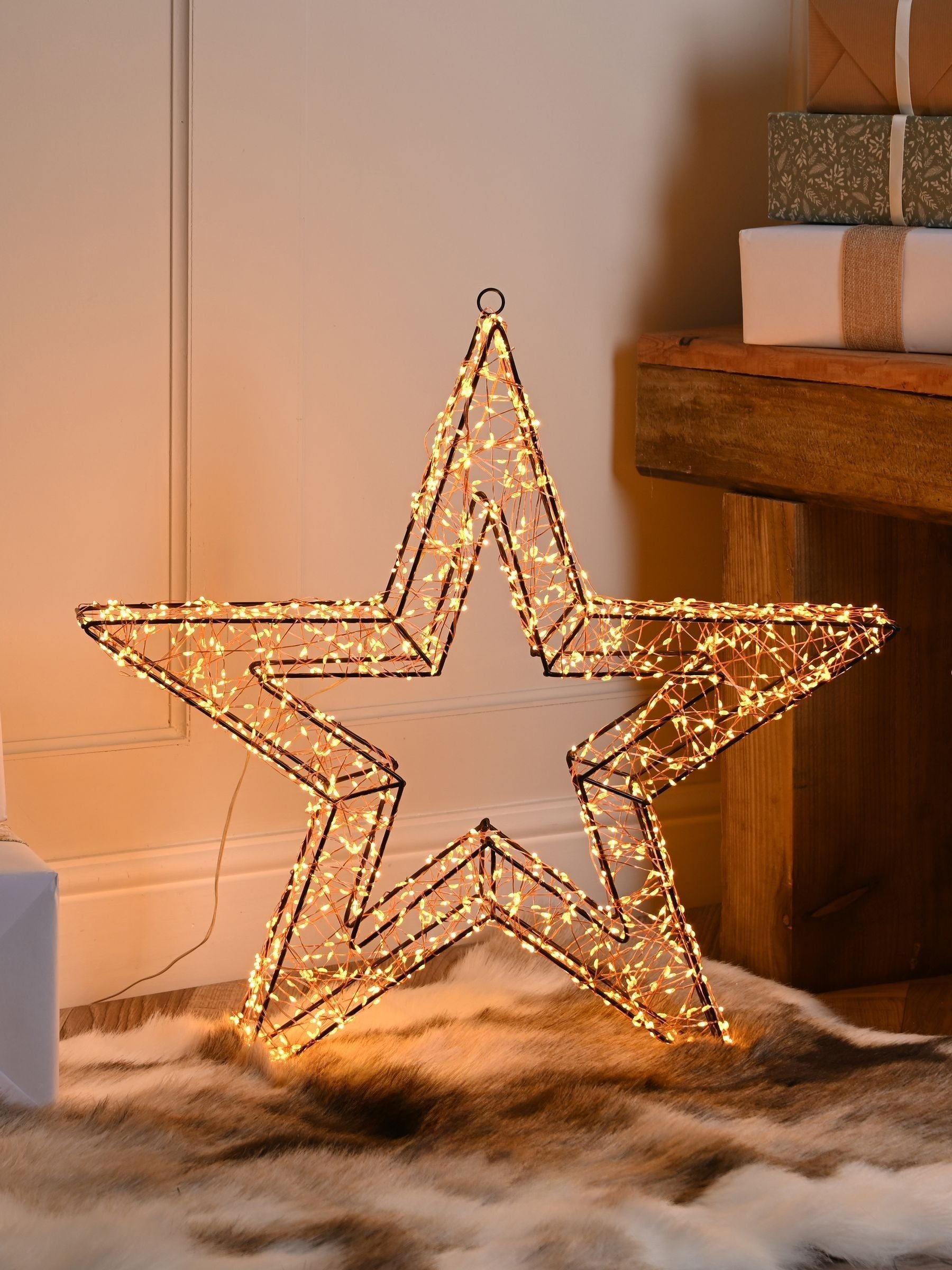 Pre lit LED Christmas star decoration 58cm black (British brand)