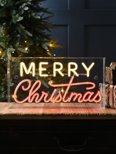 Next Merry Christmas Neon Sign - Red and Warm White, 43cm- Buy online at McGrocer