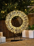 Festive gold shimmer wreath 45cm with warm white LEDs (British brand)