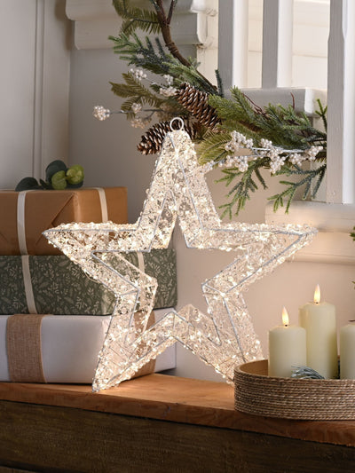 Next Festive Pre Lit LED Clear Bead Christmas Star Decoration 38cm- Buy online at McGrocer