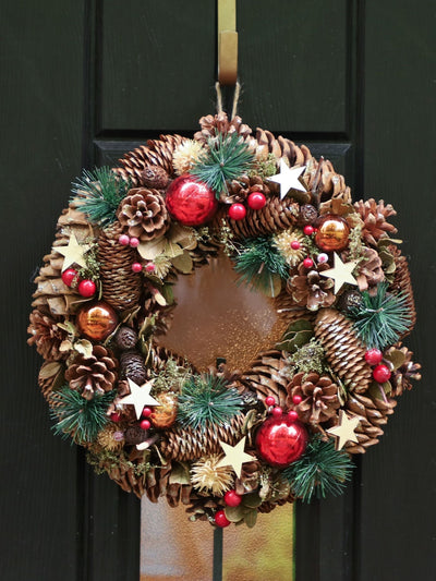Next Dibor Stars and Baubles Pine Cone Wreath 36cm- Buy online at McGrocer