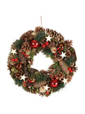 Dibor pine cone wreath 36cm with red baubles - British product