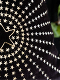 Rockett St George black embroidered starburst cotton velvet cushion 50cm, imported from the UK