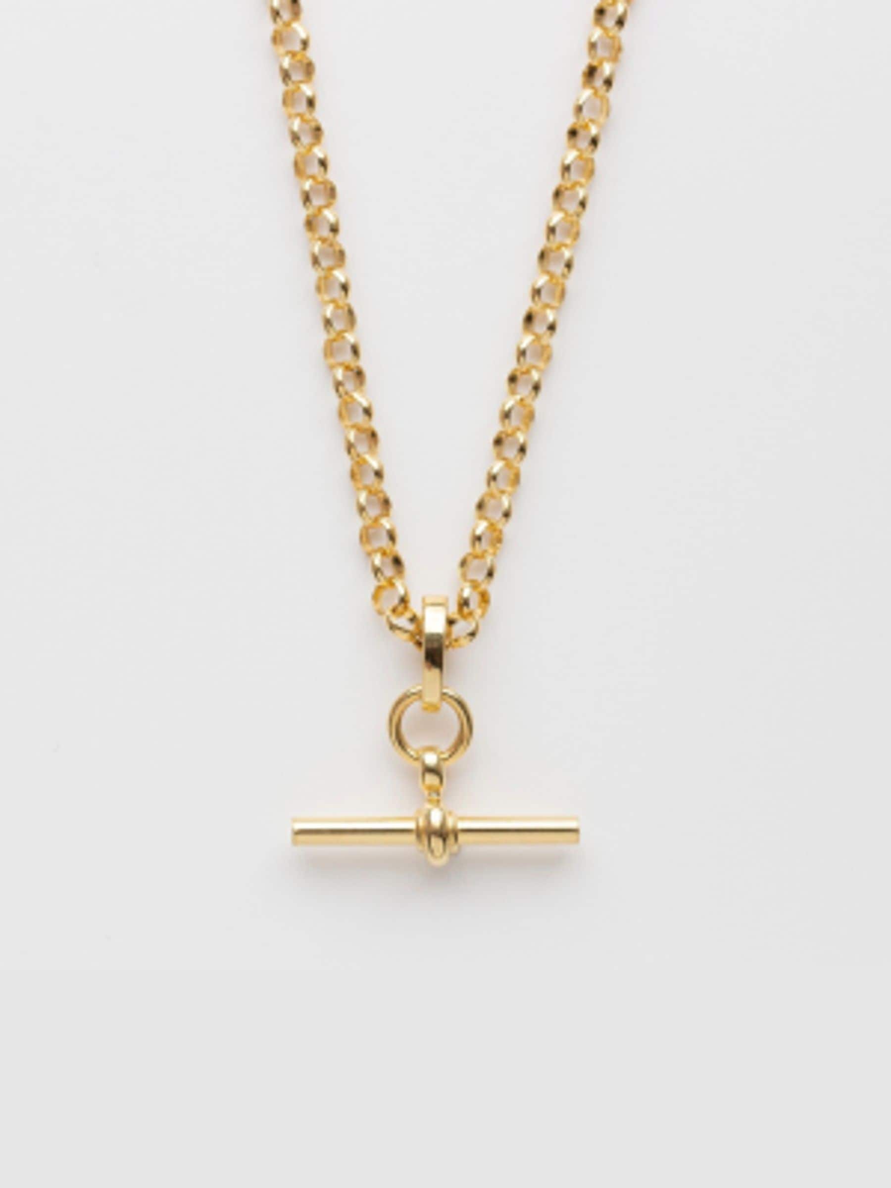 Carrie Elizabeth gold tone T bar chain necklace 18 inch (British brand)
