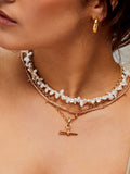 Carrie Elizabeth gold tone T bar chain necklace 18 inch (British brand)
