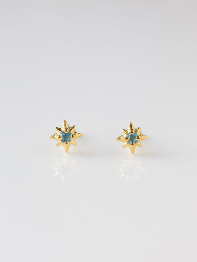 McGrocer Carrie Elizabeth Gold Tone Dainty Blue Topaz Star Stud Earrings- Buy online at McGrocer