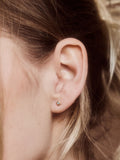 Carrie Elizabeth Gold Tone Dainty Blue Topaz Star Stud Earrings