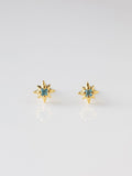 Carrie Elizabeth Gold Tone Dainty Blue Topaz Star Stud Earrings