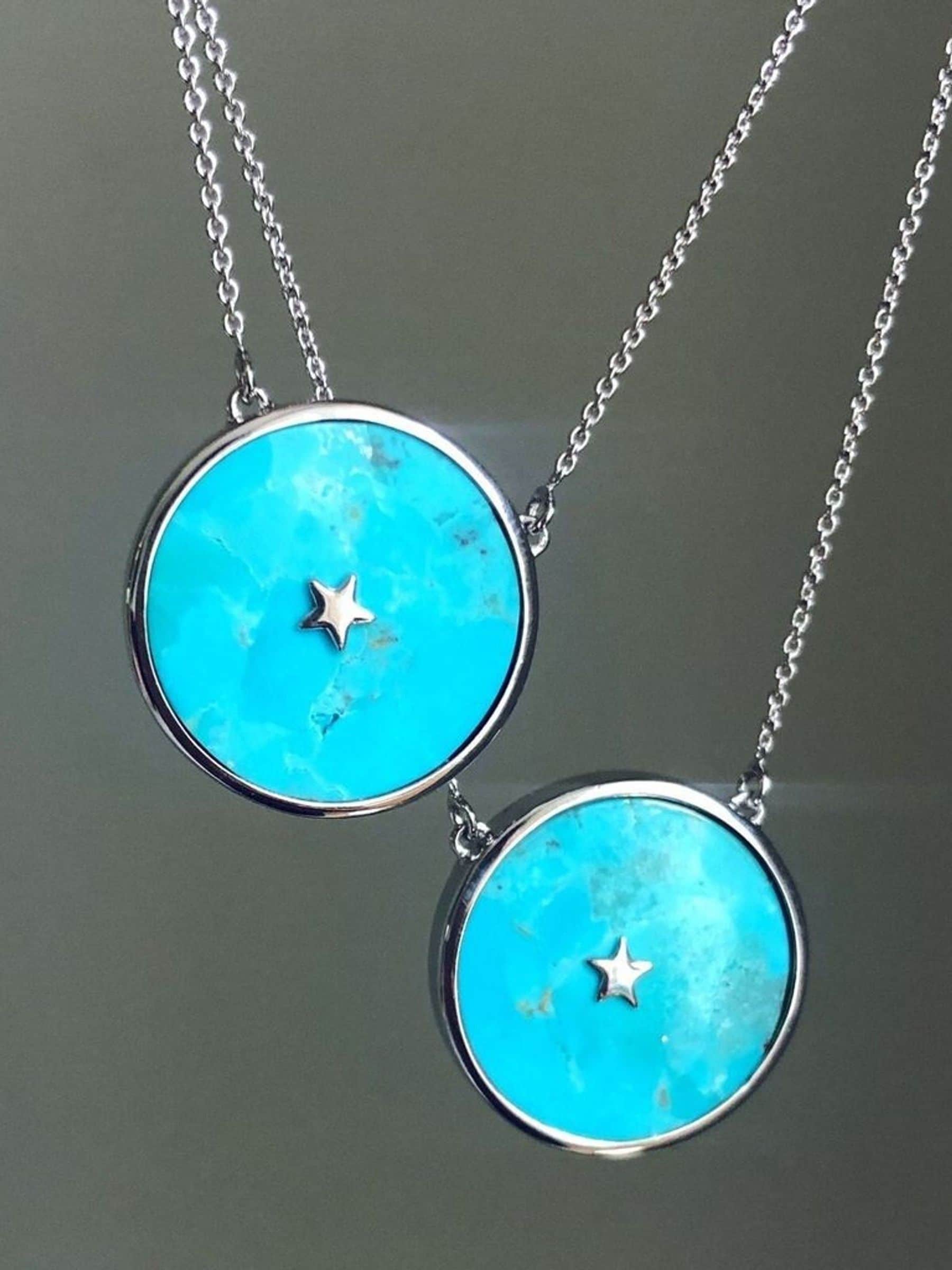 Carrie Elizabeth turquoise pendant necklace 14k gold vermeil (British brand)