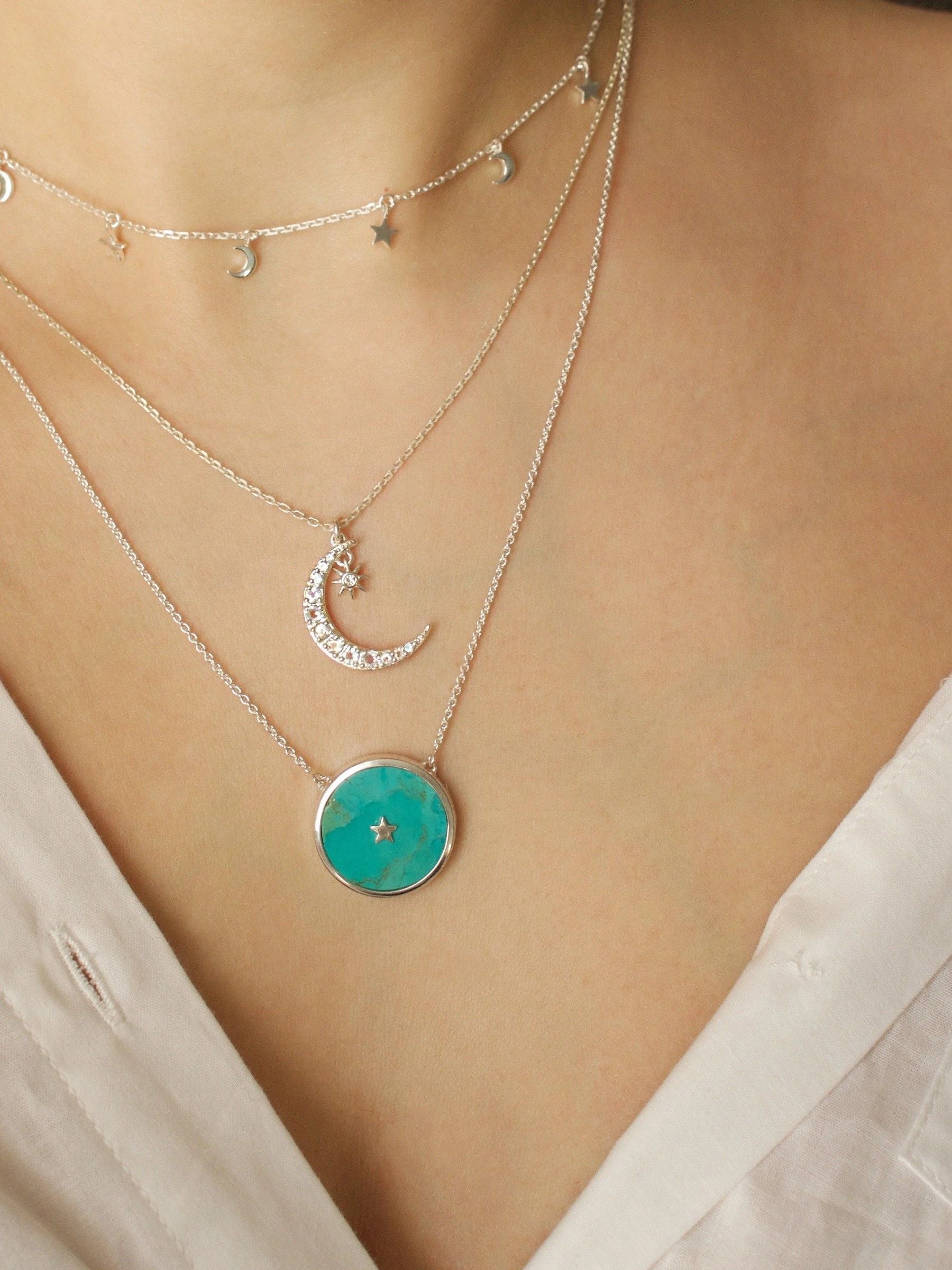 Carrie Elizabeth turquoise pendant necklace 14k gold vermeil (British brand)