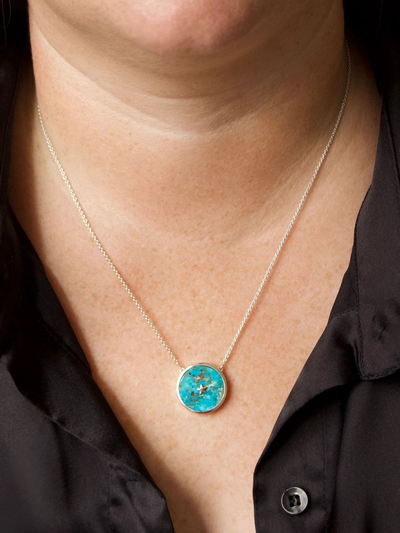 Carrie Elizabeth turquoise pendant necklace 14k gold vermeil (British brand)