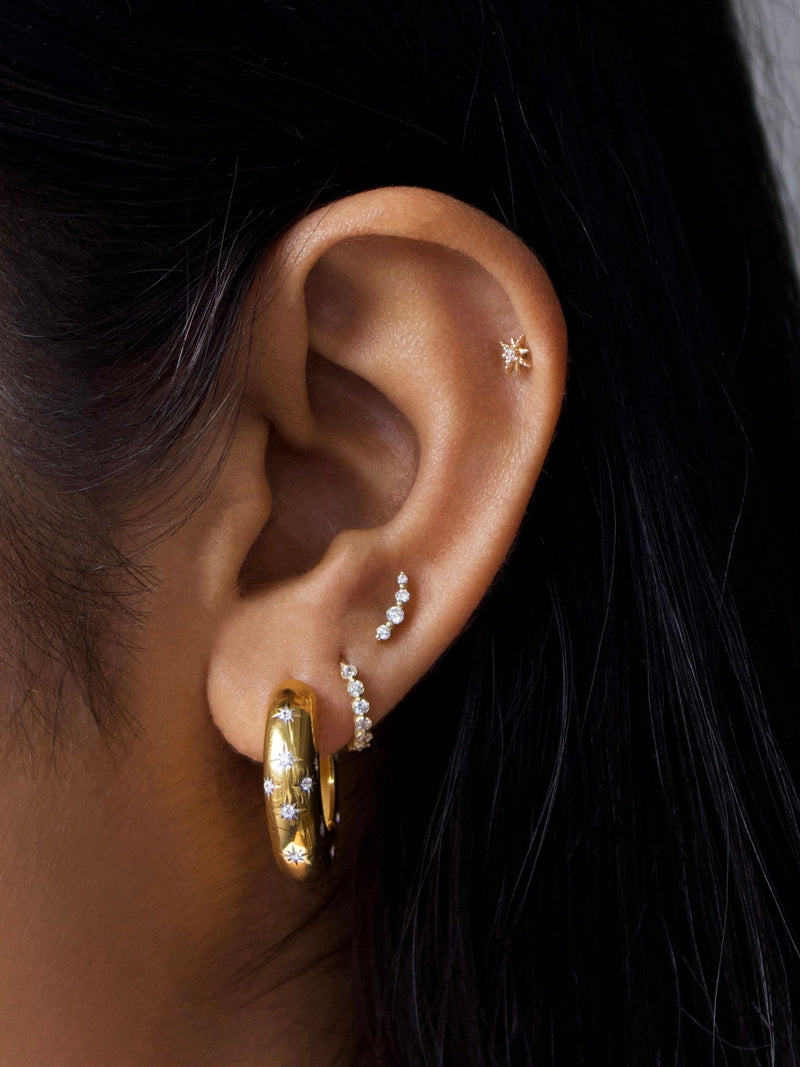 Carrie Elizabeth chunky star hoops gold tone cubic zirconia - British product
