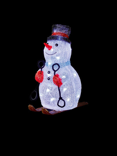 Next Premier Decorations Ltd 31cm Lit Acrylic Skiing Snowman with 30 White LEDs- Buy online at McGrocer