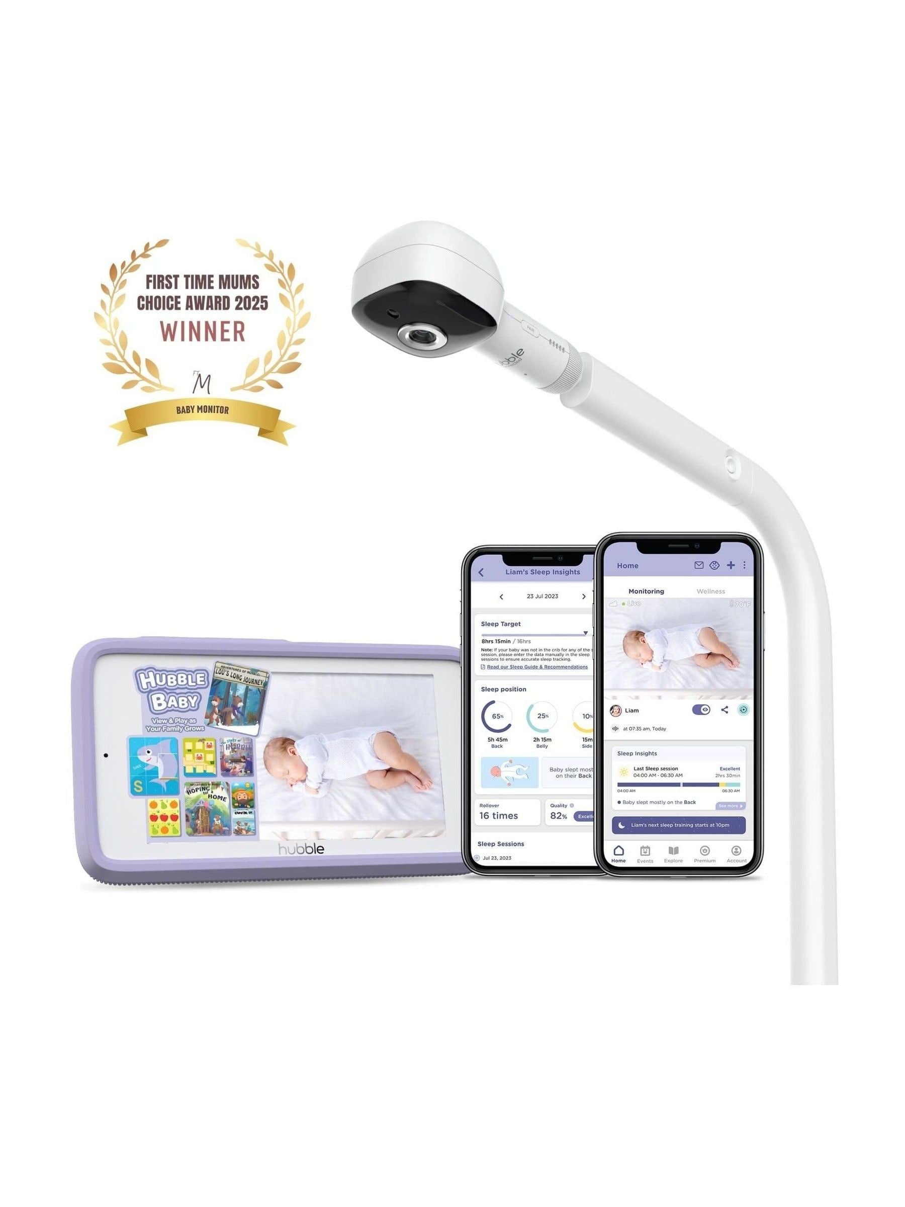 Hubble SkyVision AI Pro baby monitor with crib mount - British product