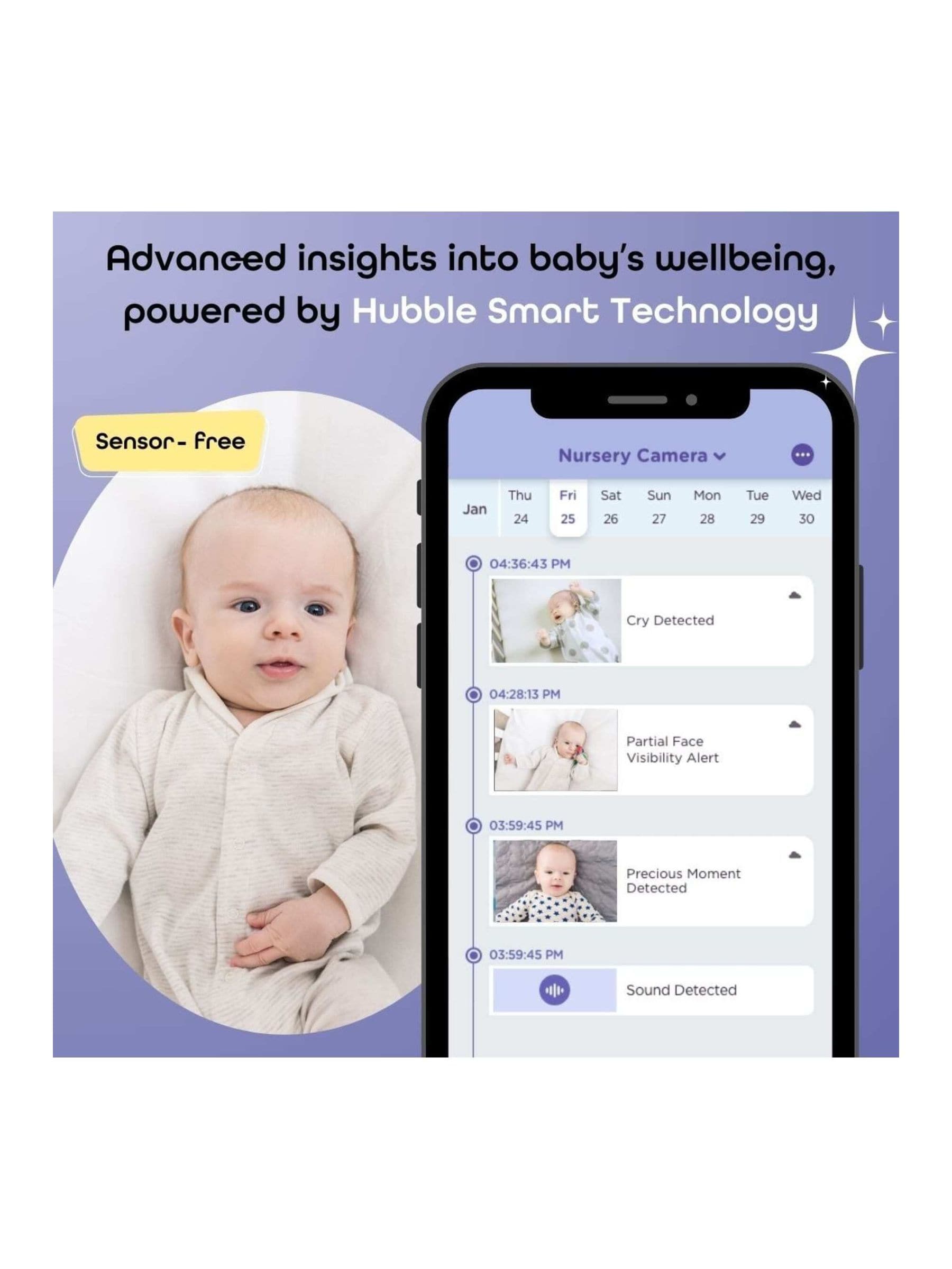 Hubble SkyVision AI Pro baby monitor with crib mount - British product