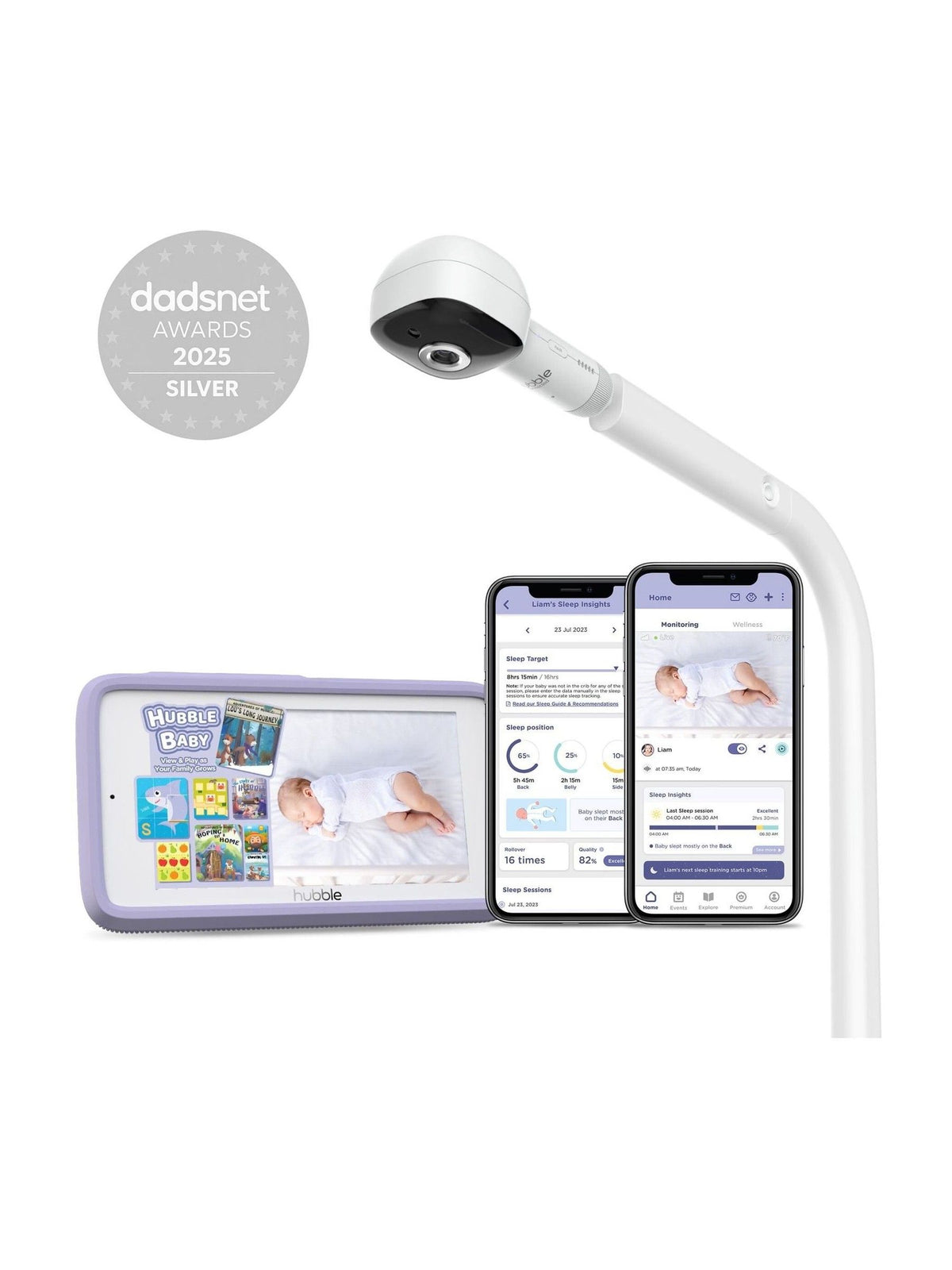 Hubble SkyVision AI Pro baby monitor with crib mount - British product