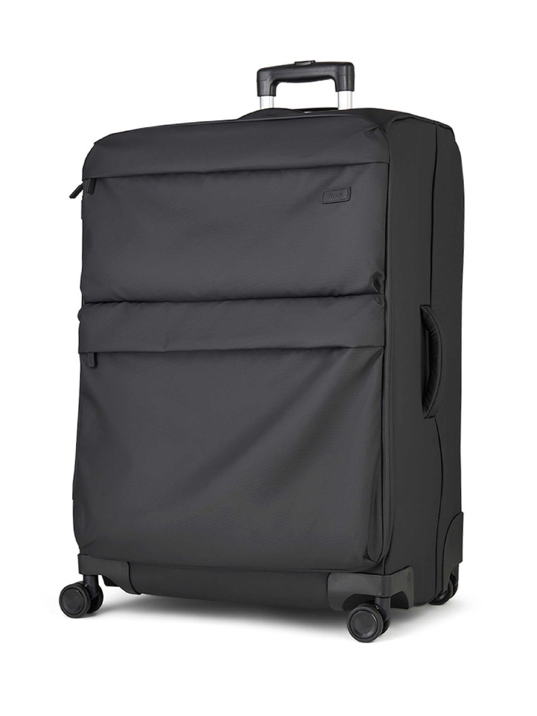 Rock Luggage Black Juniper large suitcase 104 litre, imported from the UK