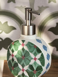 Green tile ceramic soap dispenser 18.5cm, imported from the UK